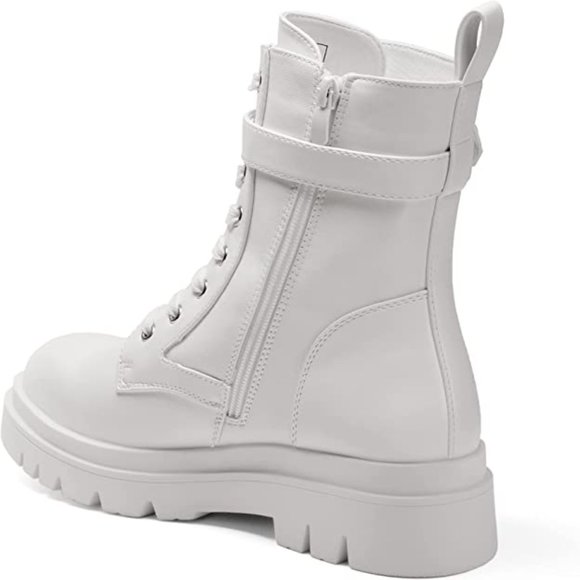 DREAM PAIRS Women's Chelsea Platform Combat Boots - White - NEW - Picture 3 of 6